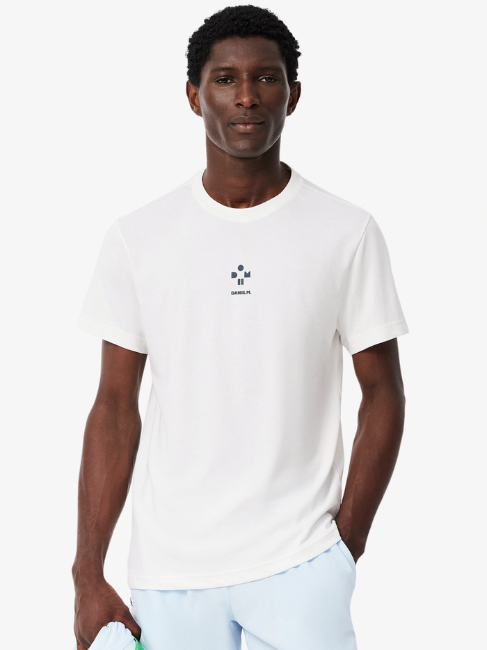 LACOSTE Tennis x Daniil Medvedev Ultra Dry T-shirt White - back view displaying clean athletic design and ultra dry fabric technology