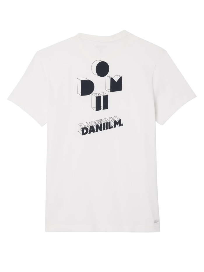LACOSTE Tennis x Daniil Medvedev Ultra Dry T-shirt White - lifestyle shot demonstrating tennis performance wear styling