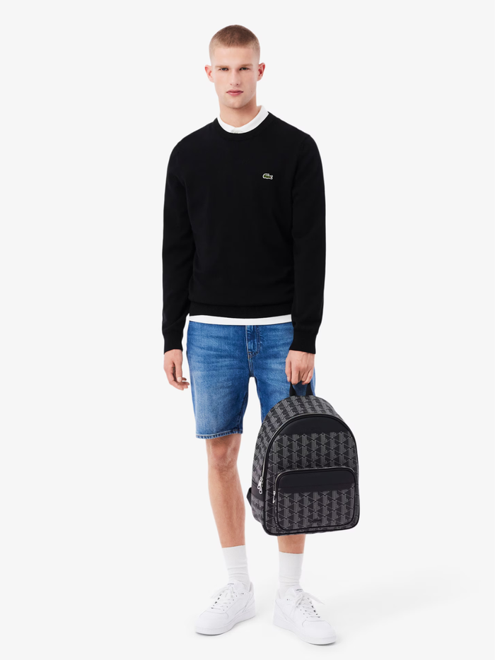 LACOSTE The Blend Backpack Monogram Black/Grey - MAISONDEFASHION.COM