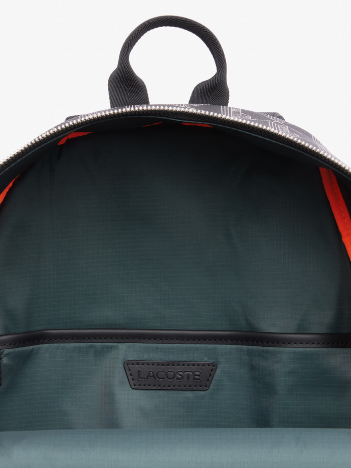 LACOSTE The Blend Backpack Monogram Black/Grey - MAISONDEFASHION.COM