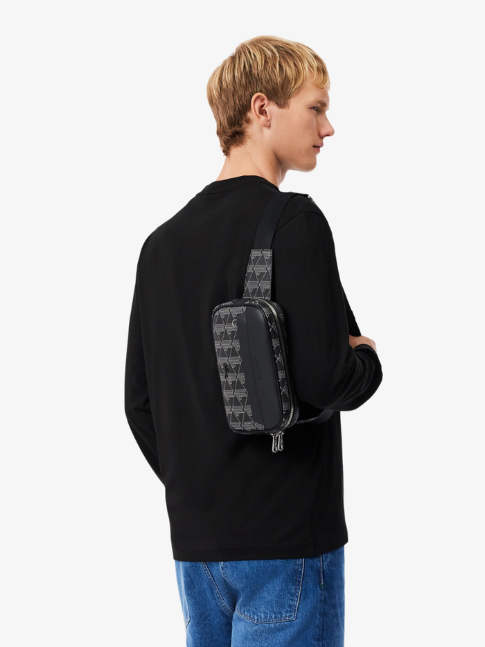 LACOSTE The Blend Belt Bag Monogram Black/Grey - MAISONDEFASHION.COM