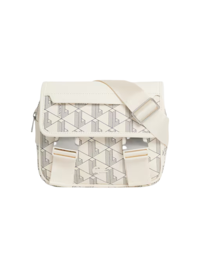 LACOSTE The Blend Clip Flap Satchel Mono Flour Navy - MAISONDEFASHION.COM