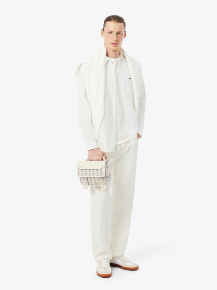 LACOSTE The Blend Clip Flap Satchel Mono Flour Navy - MAISONDEFASHION.COM