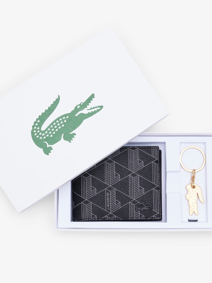 LACOSTE The Blend Gift Set Monogram Black/Grey - MAISONDEFASHION.COM