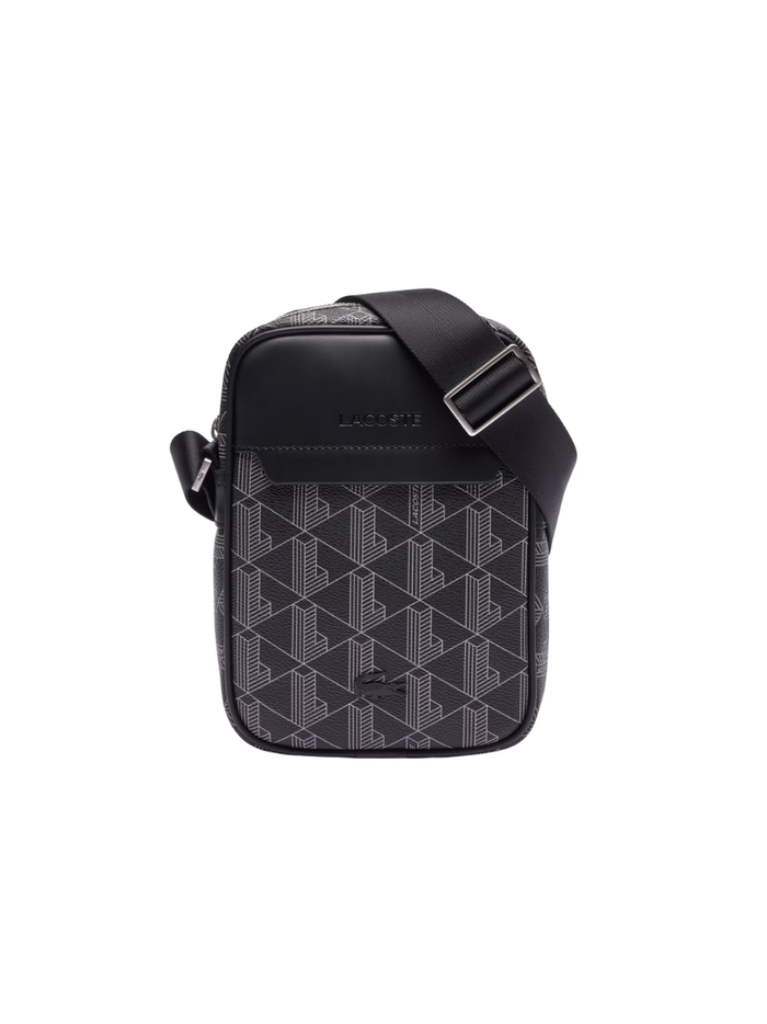 LACOSTE The Blend Satchel Monogram Black/Grey - MAISONDEFASHION.COM