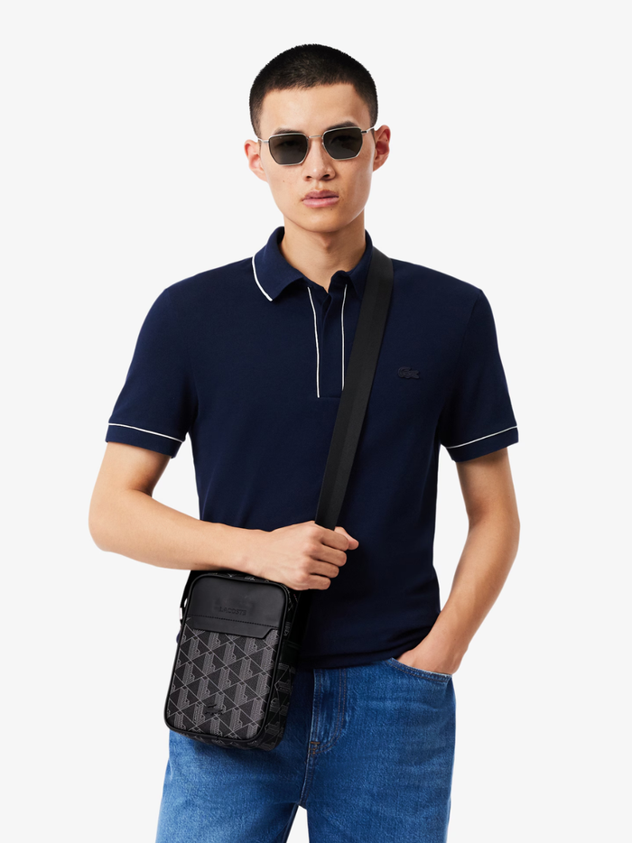 LACOSTE The Blend Satchel Monogram Black/Grey - MAISONDEFASHION.COM