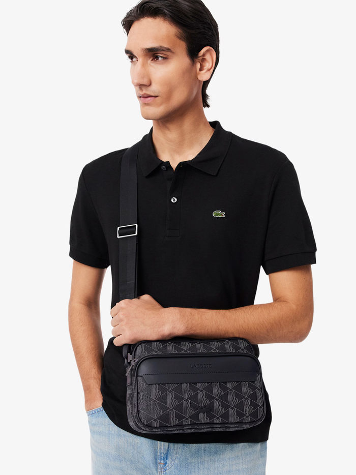 LACOSTE The Blend Shoulder Bag Monogram Black/Grey - MAISONDEFASHION.COM