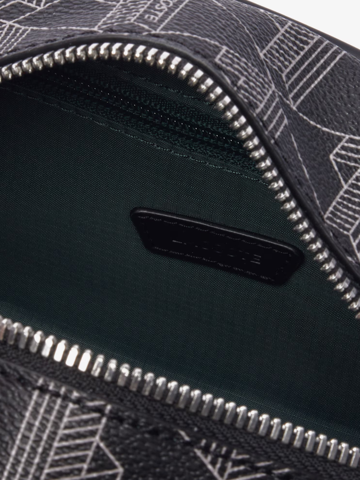 LACOSTE The Blend Toiletry Bag Monogram Black/Grey - MAISONDEFASHION.COM