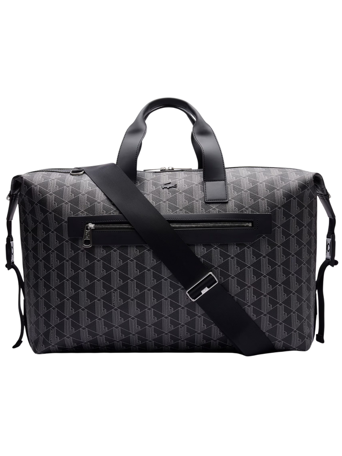 LACOSTE The Blend Weekend Bag Monogram Black/Grey - MAISONDEFASHION.COM