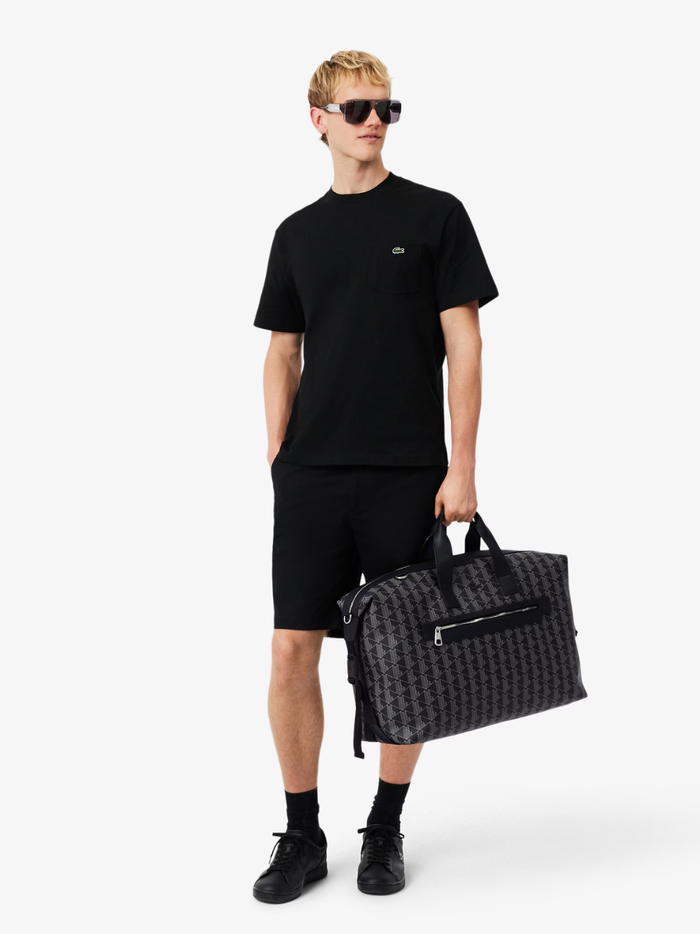LACOSTE The Blend Weekend Bag Monogram Black/Grey - MAISONDEFASHION.COM