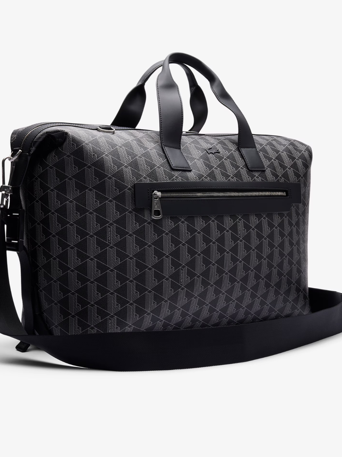 LACOSTE The Blend Weekend Bag Monogram Black/Grey - MAISONDEFASHION.COM