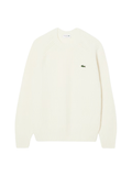 LACOSTE Thick Wool Crew Neck Sweater Ecru White - MAISONDEFASHION.COM