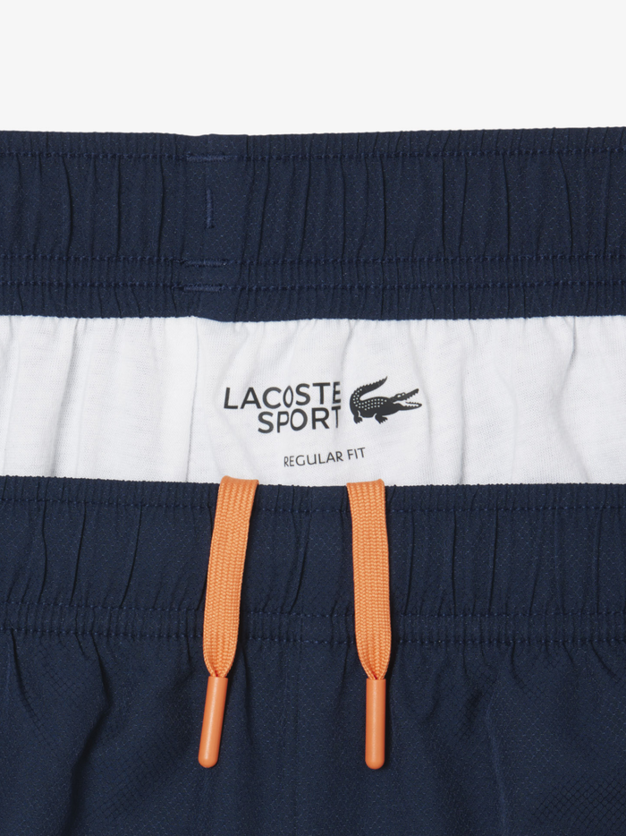 LACOSTE Trim Accent Diamond Taffeta Sport Shorts Midnight Blue - MAISONDEFASHION.COM