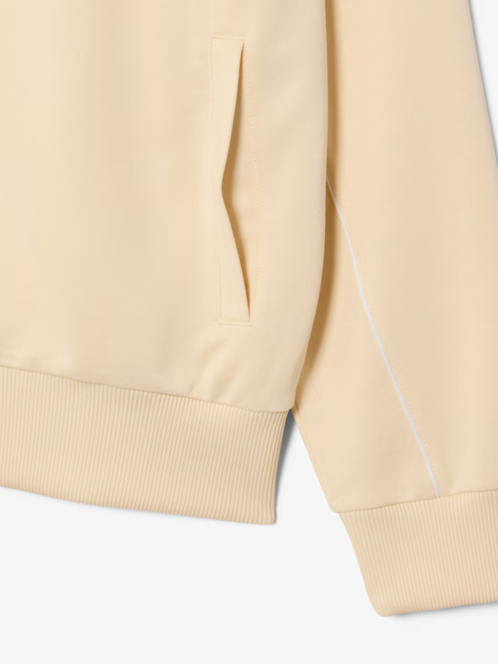 LACOSTE Trim Accent Zipped Sweatshirt Beige - MAISONDEFASHION.COM