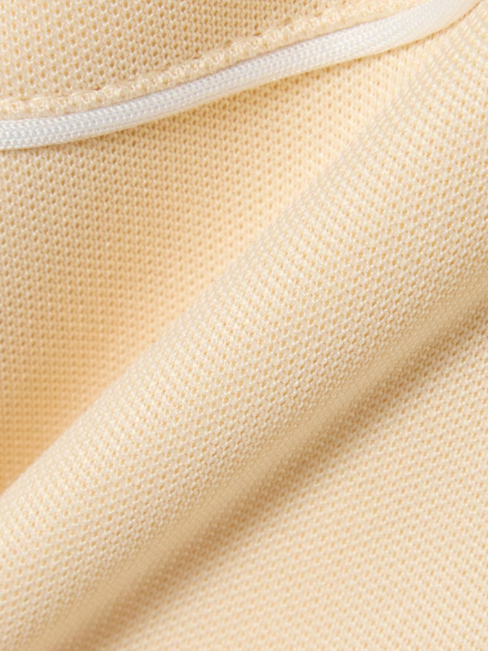 LACOSTE Trim Accent Zipped Sweatshirt Beige - MAISONDEFASHION.COM