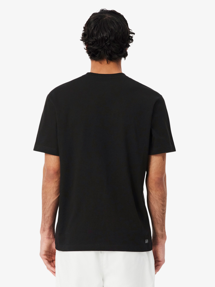 LACOSTE Ultra Dry Cotton Sport T-shirt Black - MAISONDEFASHION.COM