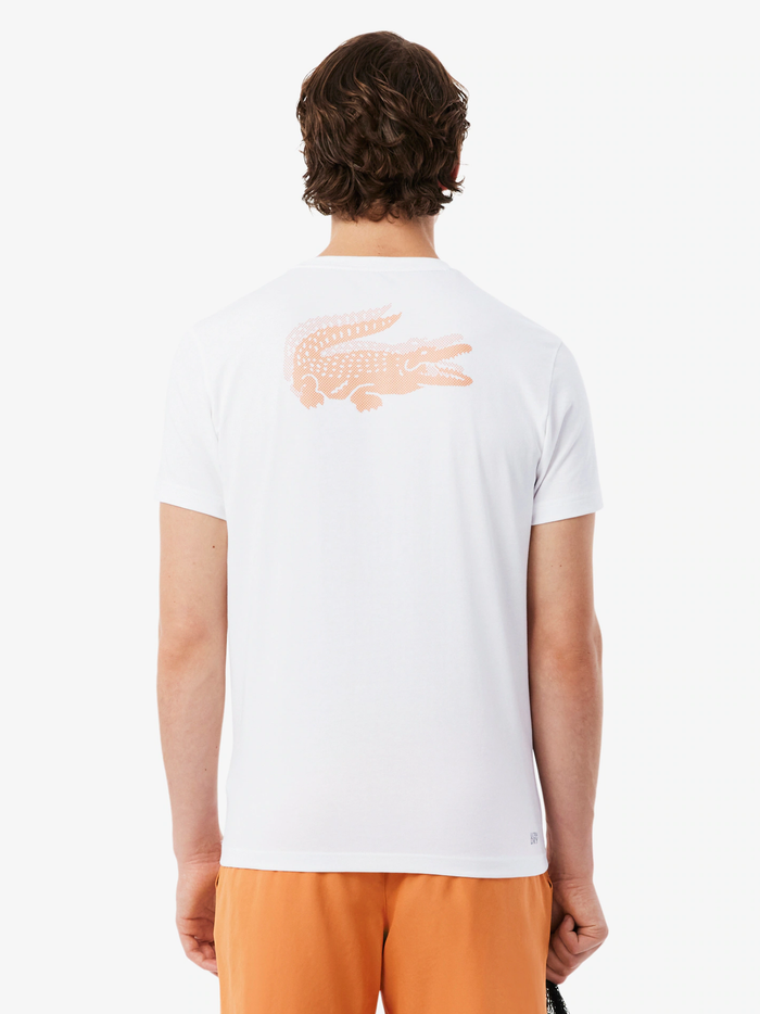 LACOSTE Ultra Dry Crocodile Graphic Sport T-shirt White - MAISONDEFASHION.COM