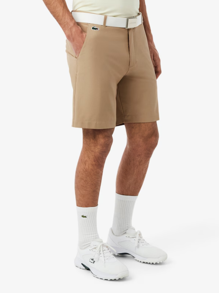 LACOSTE Ultra Dry Golf Shorts Beige - MAISONDEFASHION.COM