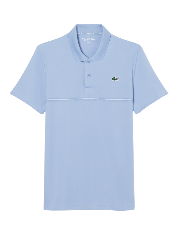 LACOSTE Ultra Dry Print Sport Polo Shirt Light Blue - MAISONDEFASHION.COM