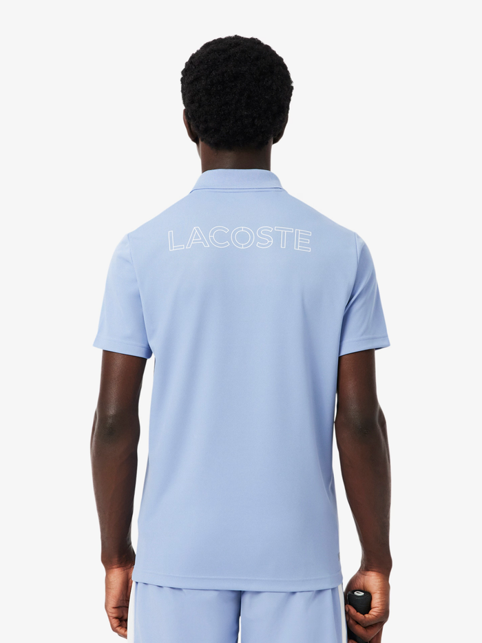 LACOSTE Ultra Dry Print Sport Polo Shirt Light Blue - MAISONDEFASHION.COM