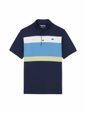 LACOSTE Ultra Dry Stretch Colour-Block Golf Polo Shirt Blue - MAISONDEFASHION.COM