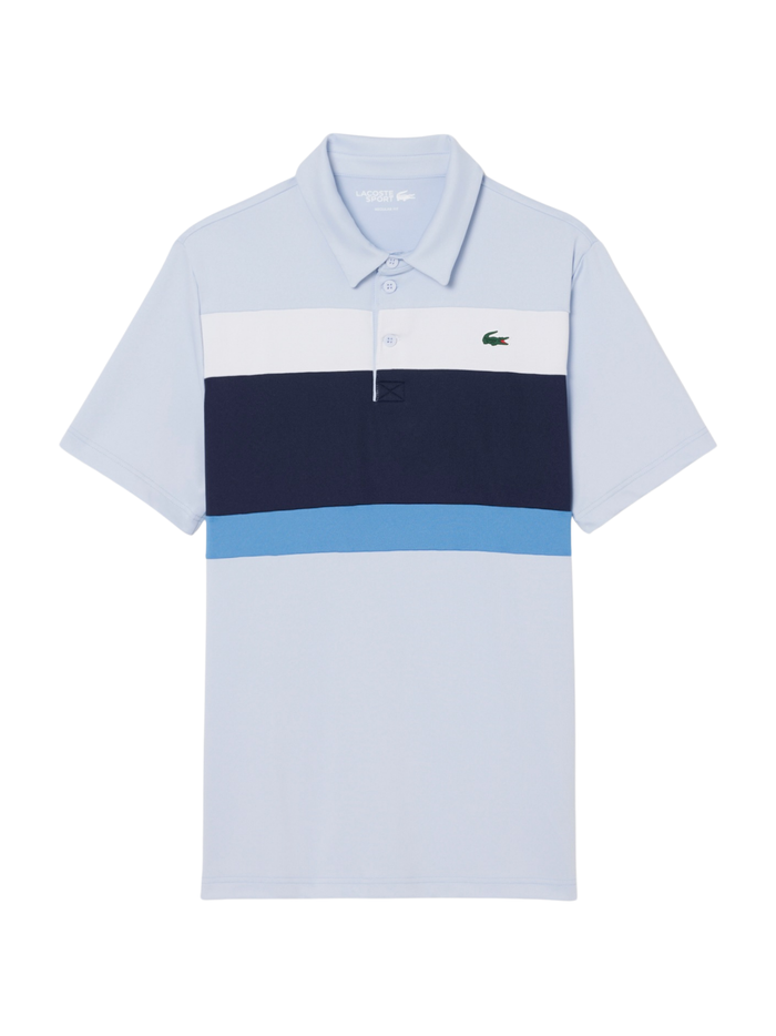 LACOSTE Ultra Dry Stretch Colour-Block Golf Polo Shirt Blue - MAISONDEFASHION.COM