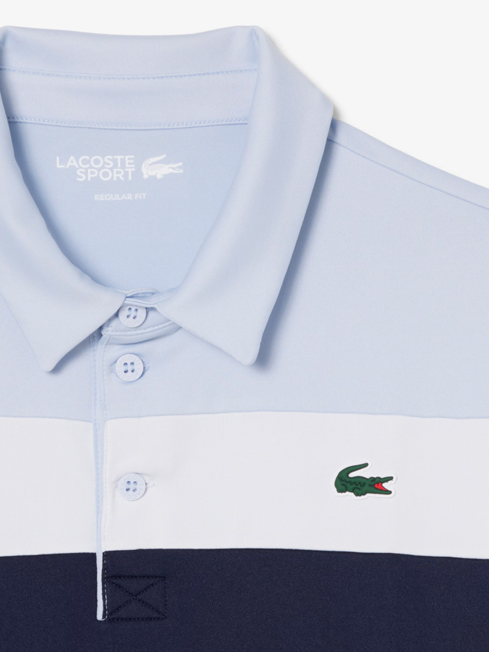 LACOSTE Ultra Dry Stretch Colour-Block Golf Polo Shirt Blue - MAISONDEFASHION.COM