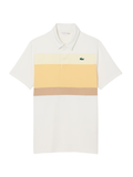LACOSTE Ultra Dry Stretch Colour-Block Golf Polo Shirt White/Beige - MAISONDEFASHION.COM