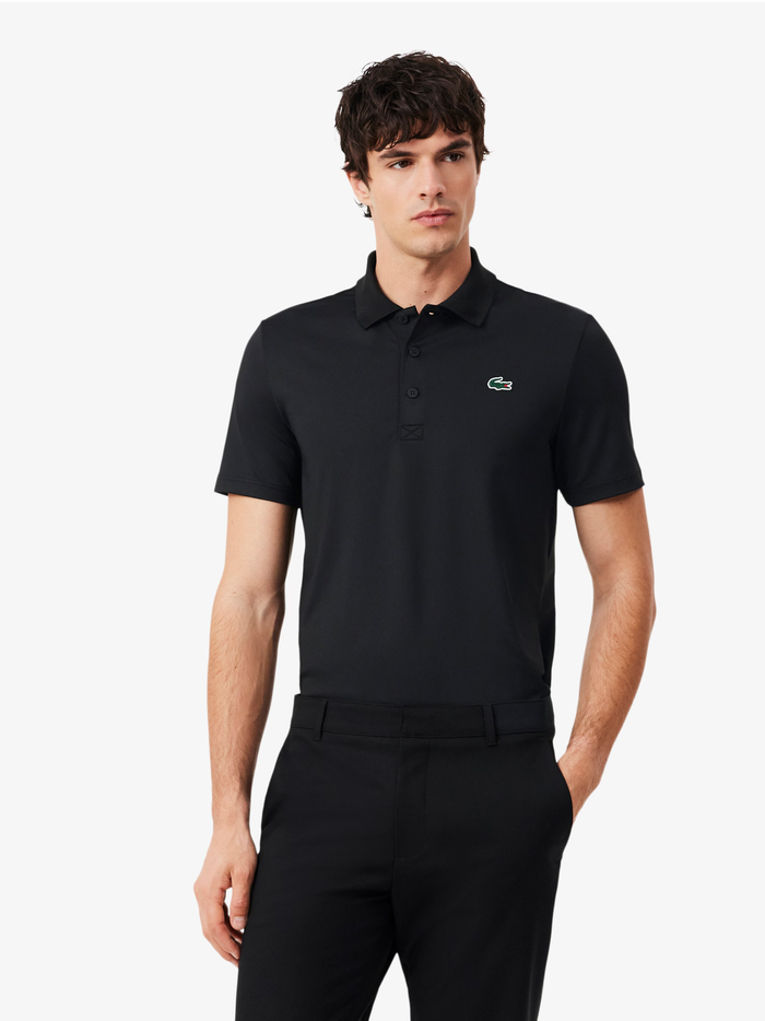 LACOSTE Ultra Dry Stretch Golf Polo Shirt Black - MAISONDEFASHION.COM