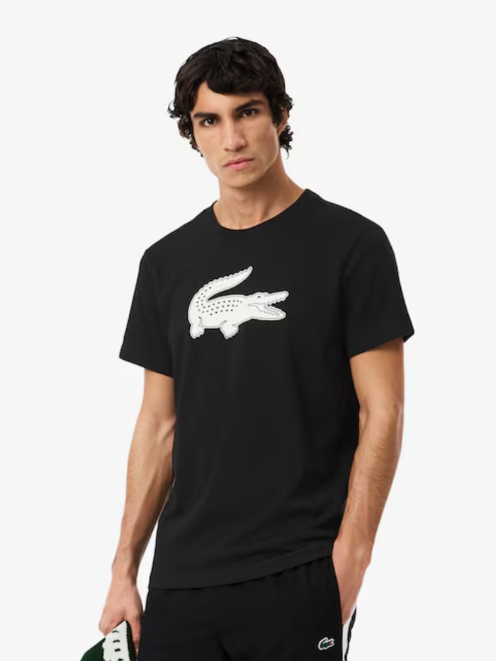 LACOSTE Ultra Dry XXL Logo Sport T-shirt Black - MAISONDEFASHION.COM