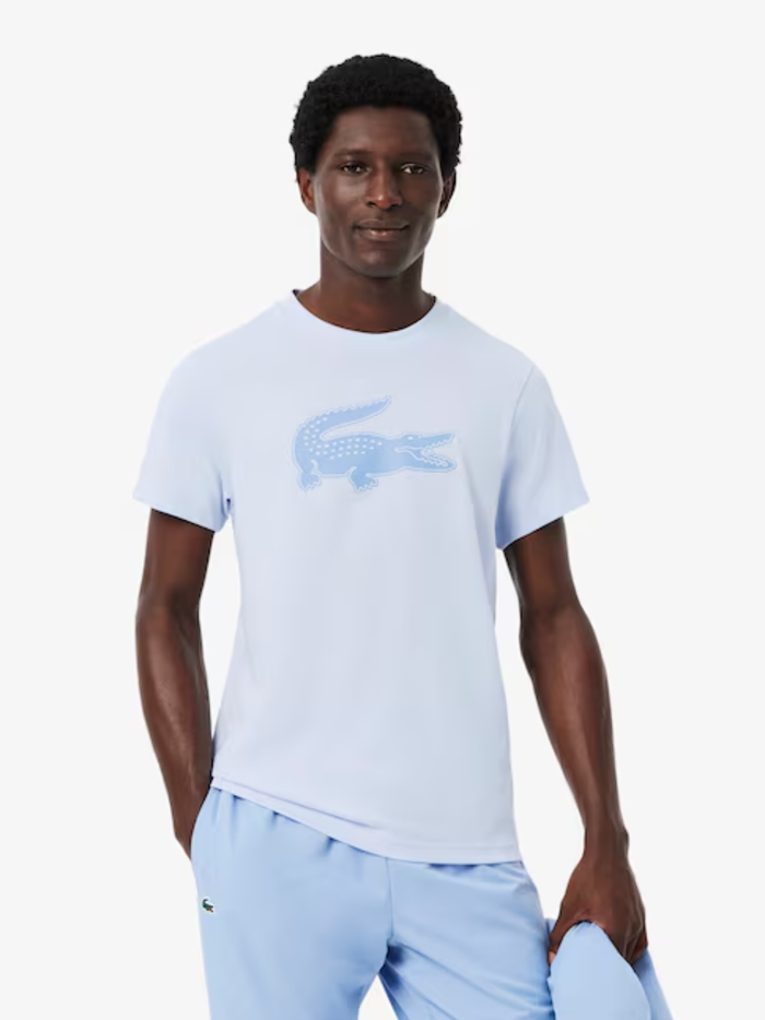 LACOSTE Ultra Dry XXL Logo Sport T-shirt Light Blue - MAISONDEFASHION.COM