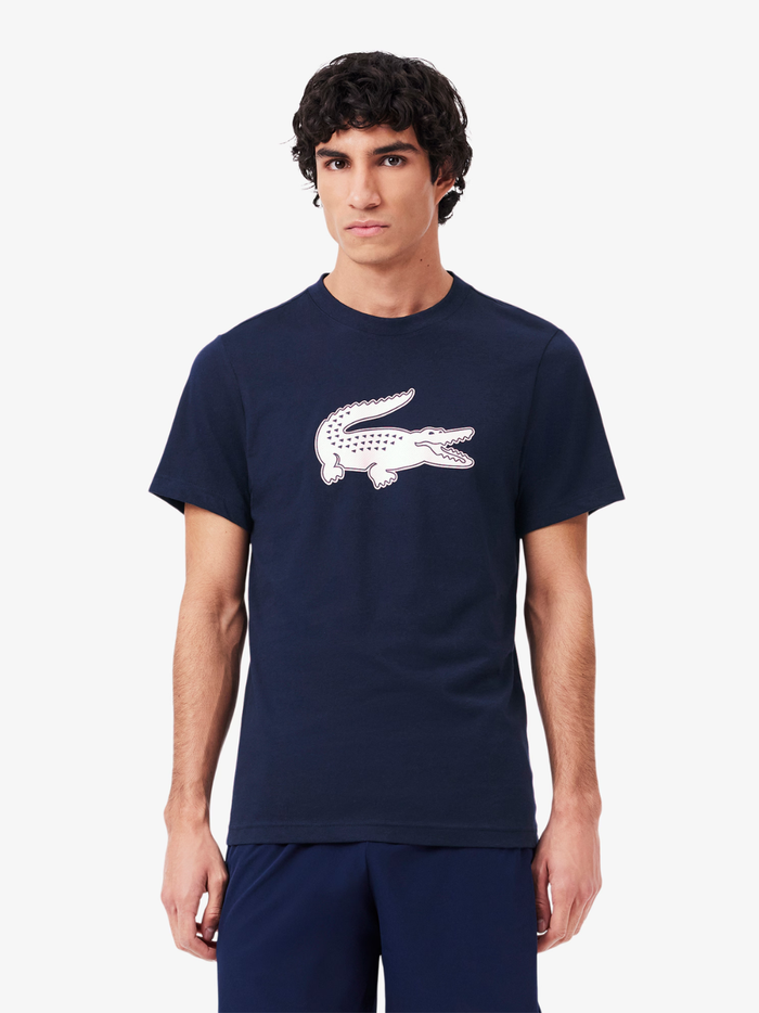 LACOSTE Ultra Dry XXL Logo Sport T-shirt Navy - MAISONDEFASHION.COM