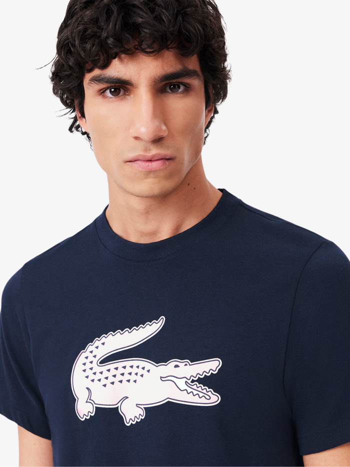 LACOSTE Ultra Dry XXL Logo Sport T-shirt Navy - MAISONDEFASHION.COM