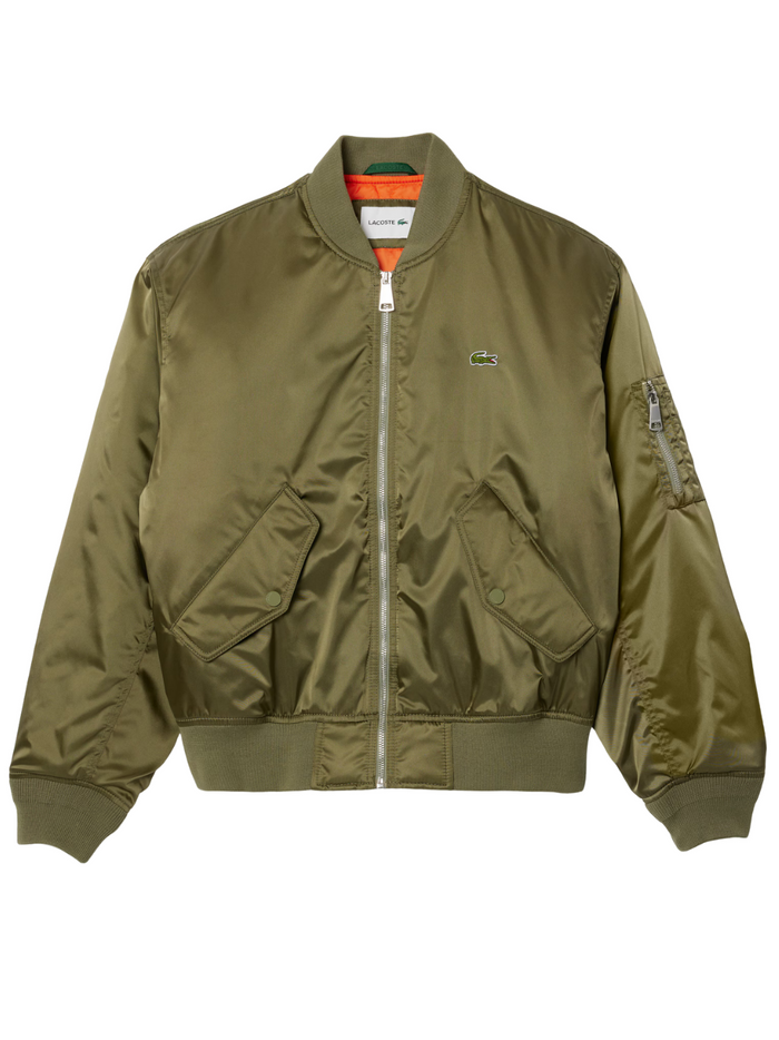 LACOSTE Water-Repellent Padded Bomber Jacket Green - MAISONDEFASHION.COM