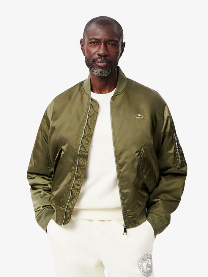 LACOSTE Water-Repellent Padded Bomber Jacket Green - MAISONDEFASHION.COM