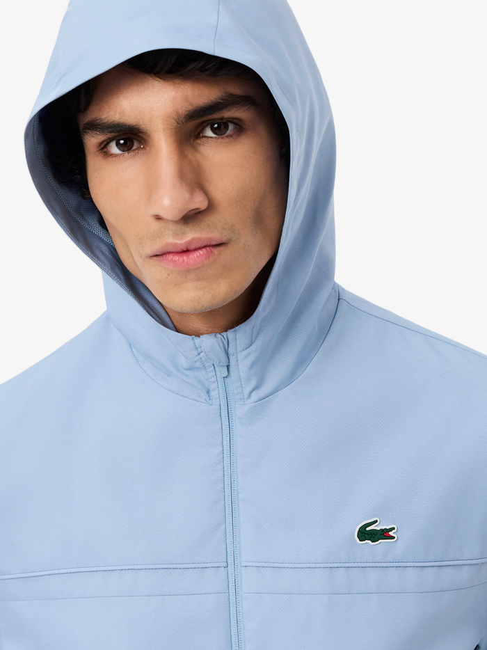 LACOSTE Water-Repellent Sport Track Jacket Light Blue - MAISONDEFASHION.COM