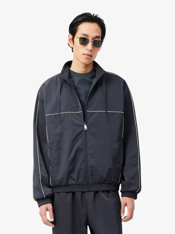 LACOSTE Water-Repellent Trim Accent Track Jacket Dark Grey - MAISONDEFASHION.COM