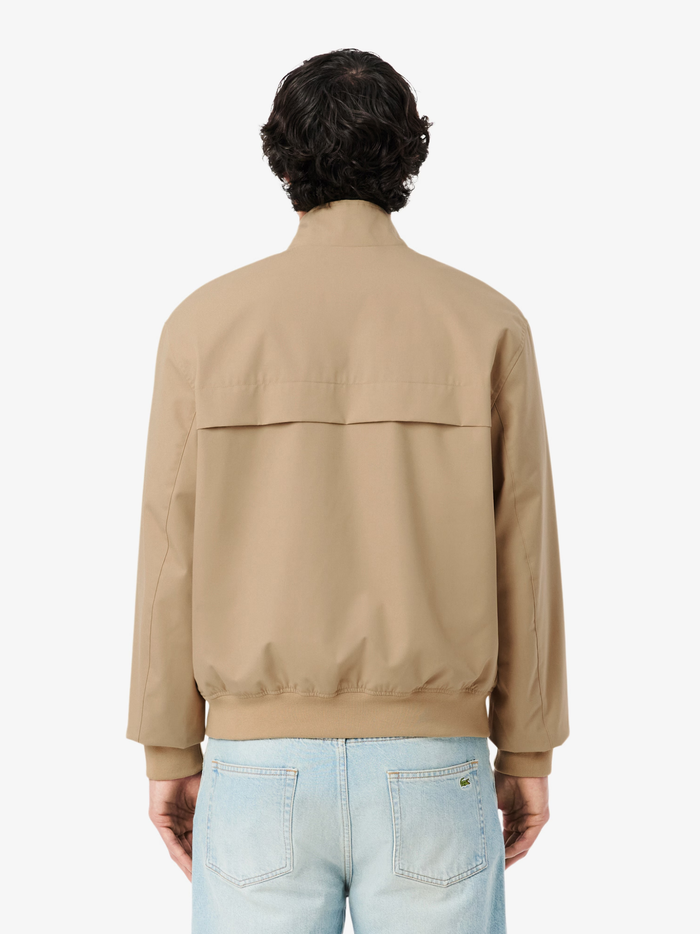 LACOSTE Water-Repellent Twill Harrington Jacket Beige - MAISONDEFASHION.COM