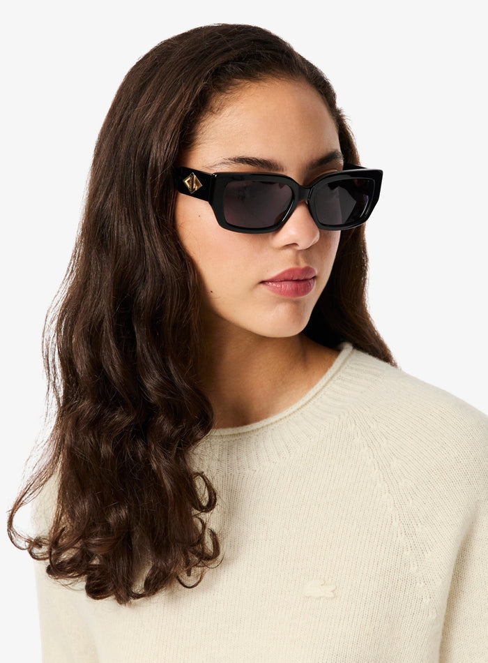 LACOSTE WOMEN 3D Knit Carded Wool Sweater Ecru White - MAISONDEFASHION.COM