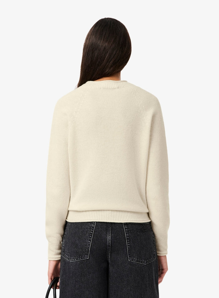 LACOSTE WOMEN 3D Knit Carded Wool Sweater Ecru White - MAISONDEFASHION.COM