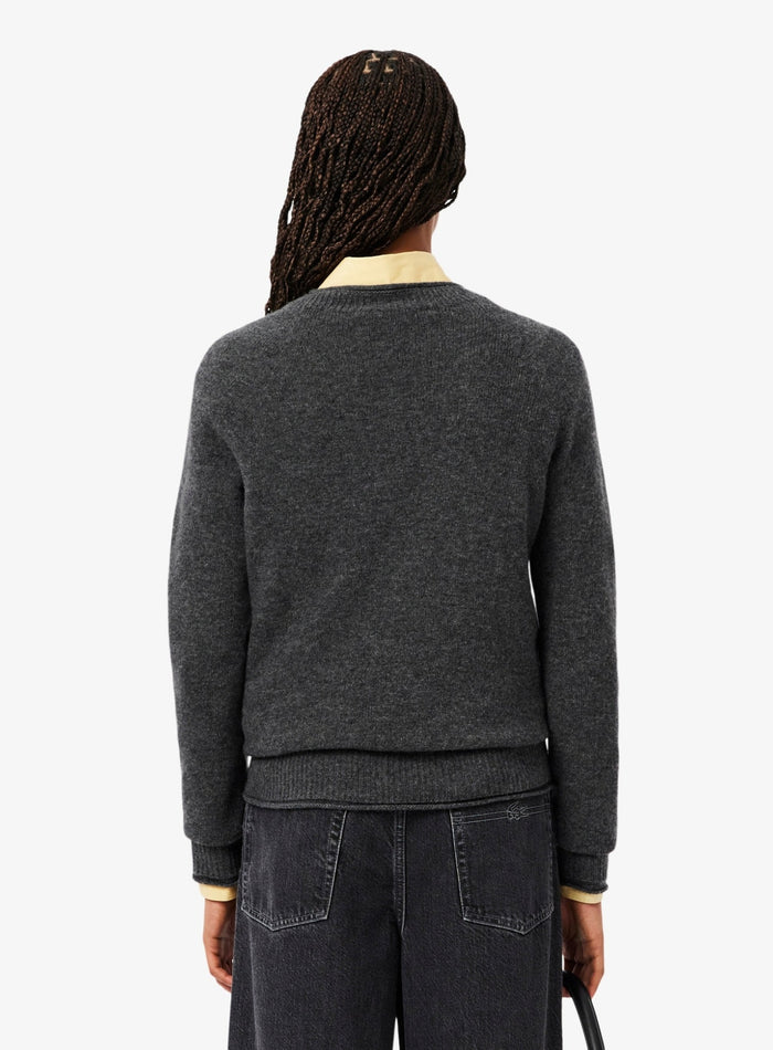 LACOSTE WOMEN 3D Knit Carded Wool Sweater Grey - MAISONDEFASHION.COM