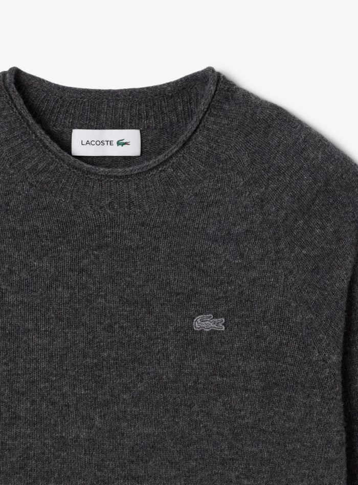 LACOSTE WOMEN 3D Knit Carded Wool Sweater Grey - MAISONDEFASHION.COM