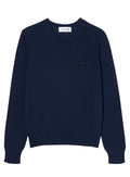 LACOSTE WOMEN 3D Knit Crew Neck Sweater Midnight Blue - MAISONDEFASHION.COM