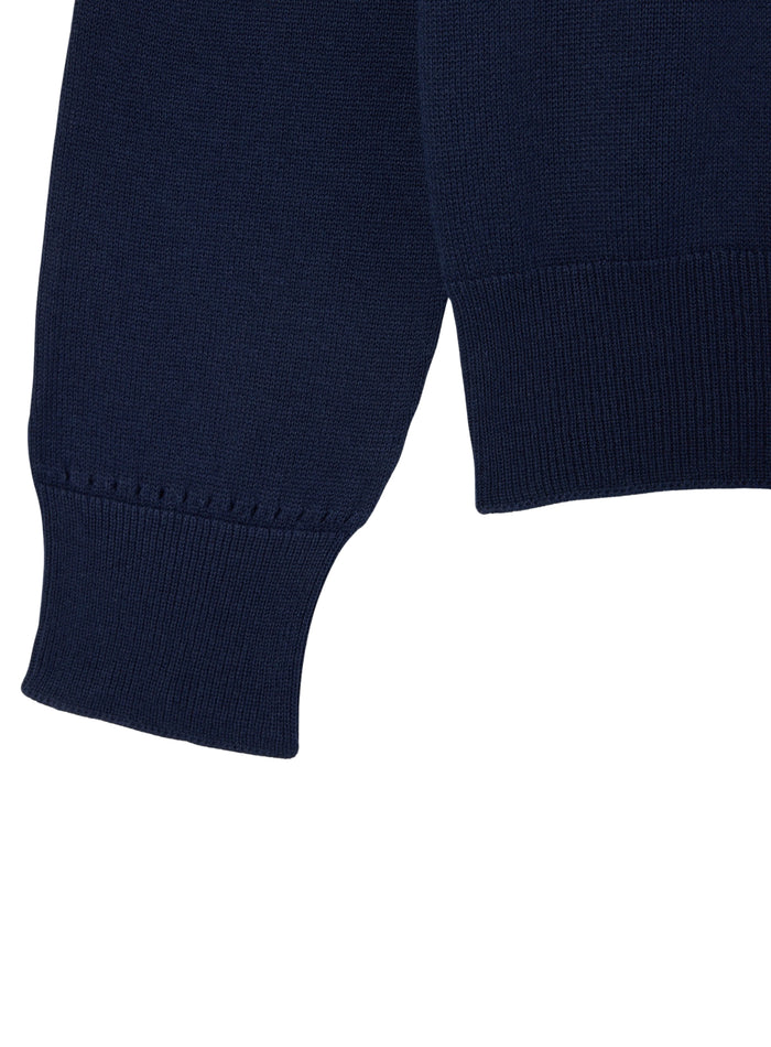 LACOSTE WOMEN 3D Knit Crew Neck Sweater Midnight Blue - MAISONDEFASHION.COM