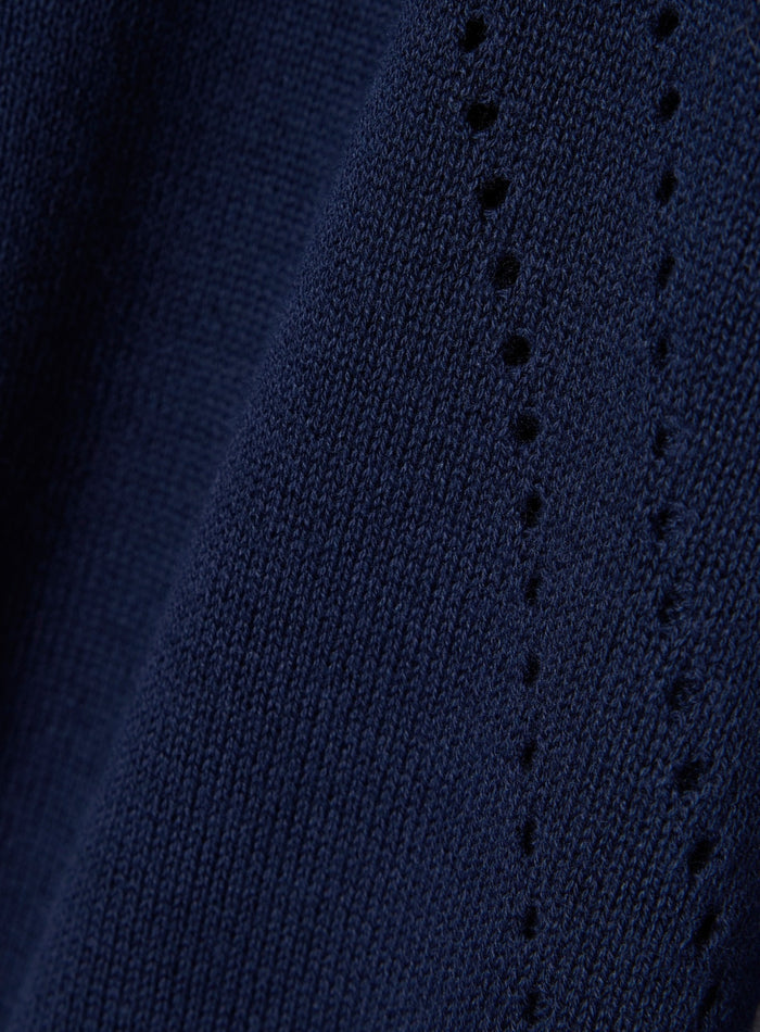 LACOSTE WOMEN 3D Knit Crew Neck Sweater Midnight Blue - MAISONDEFASHION.COM
