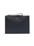 LACOSTE WOMEN Anna Coated Piqué Canvas Pouch Abimes Petunia Grey - MAISONDEFASHION.COM