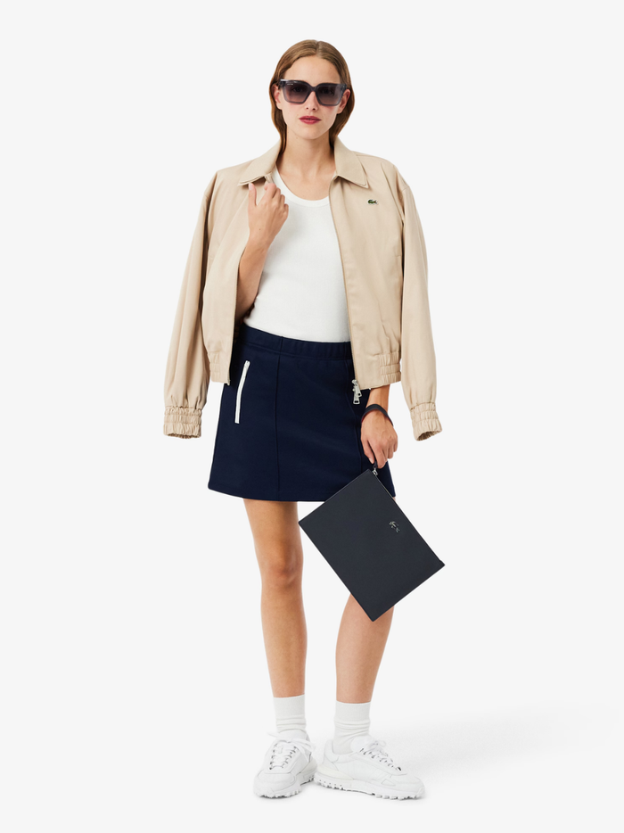 LACOSTE WOMEN Anna Coated Piqué Canvas Pouch Abimes Petunia Grey - MAISONDEFASHION.COM