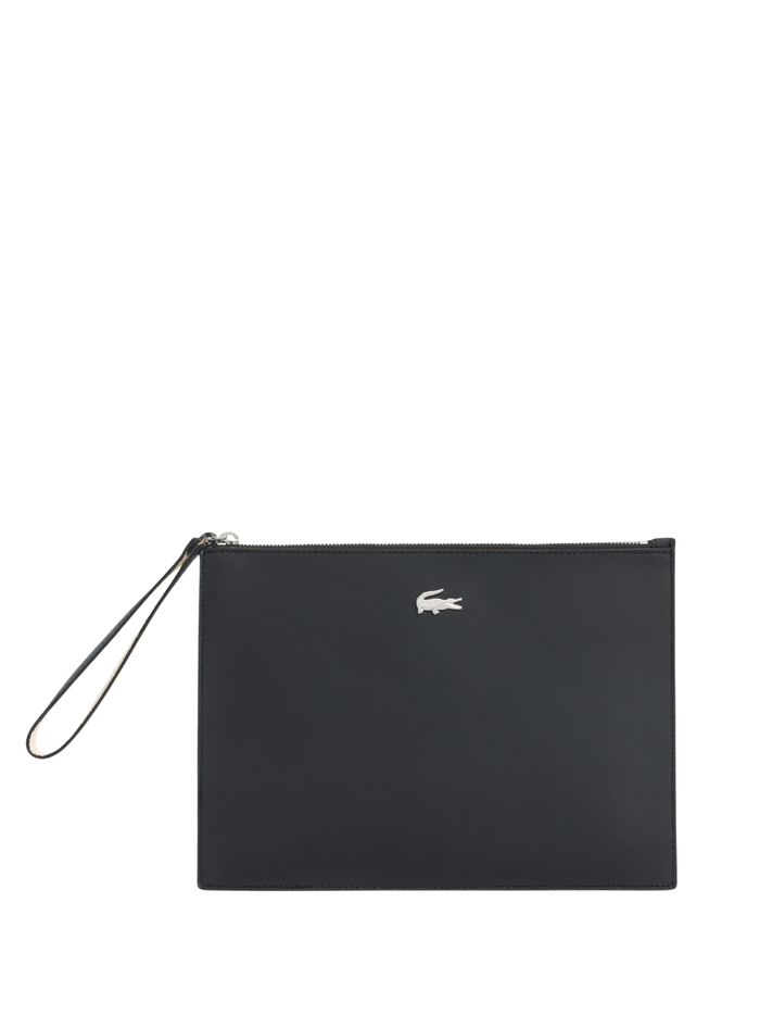 LACOSTE WOMEN Anna Coated Piqué Canvas Pouch Black