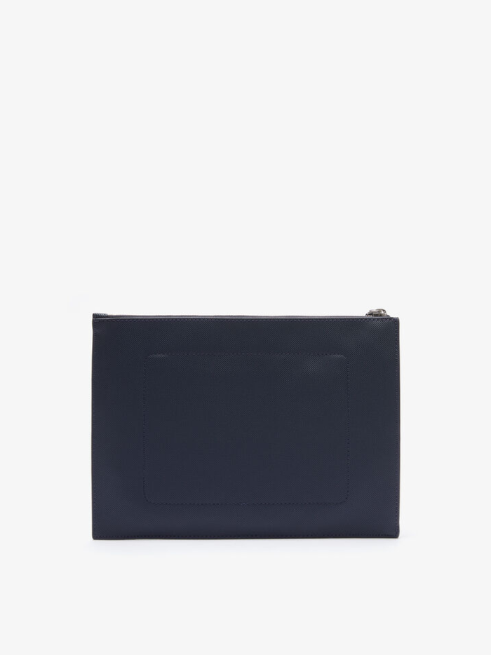 LACOSTE WOMEN Anna Coated Pique Canvas Pouch Navy - MAISONDEFASHION.COM