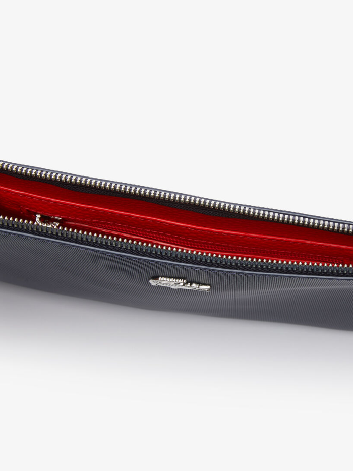 LACOSTE WOMEN Anna Coated Pique Canvas Pouch Navy - MAISONDEFASHION.COM